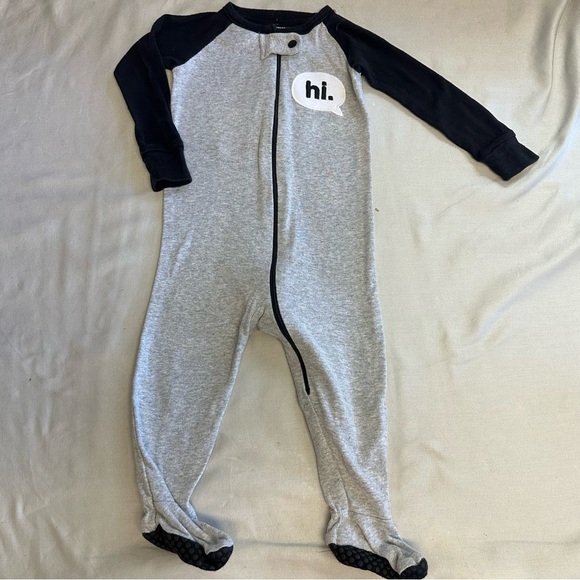The Children's Place - Gray and Black Footies One Piece Sleeper - Picture 1 of 4